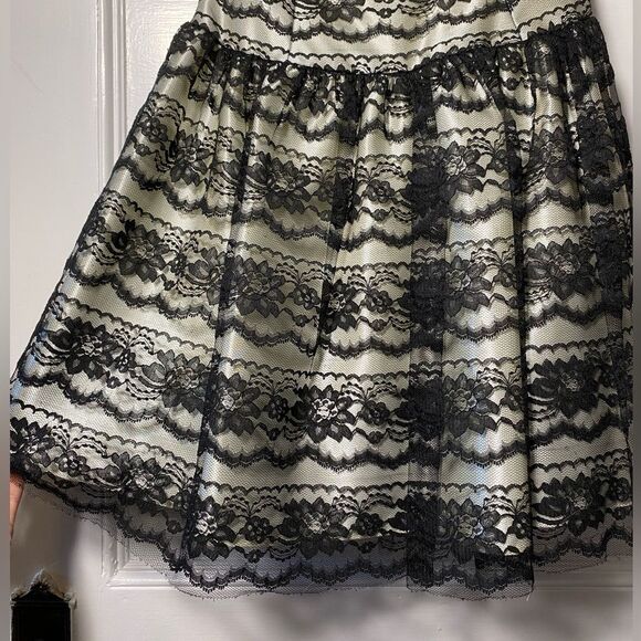 GUNNE SAX Jessica McClintock Strapless Floral Lace Overlay Prom Dress Sz 9 - Picture 5 of 13